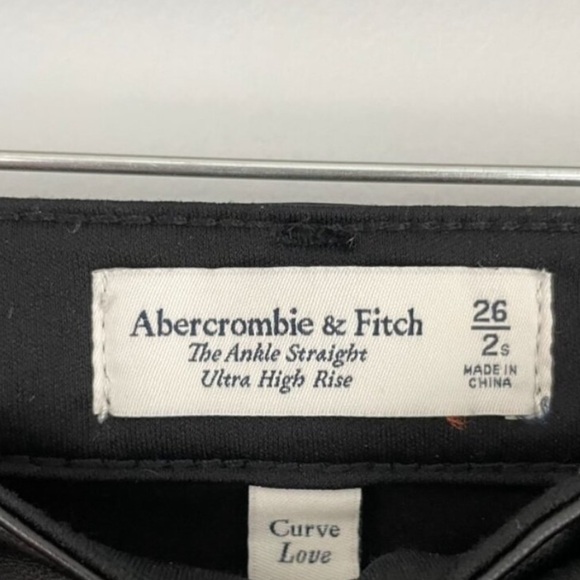 A&F Ultra High Rise Ankle Straight Curve Love Mixed Fabric Jeans - Picture 4 of 5